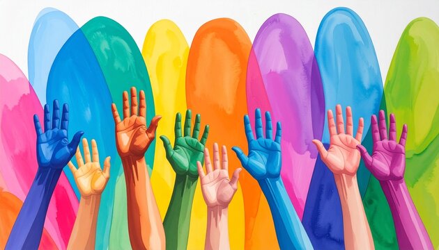 Rainbow Hands Symbolizing Diversity and Unity