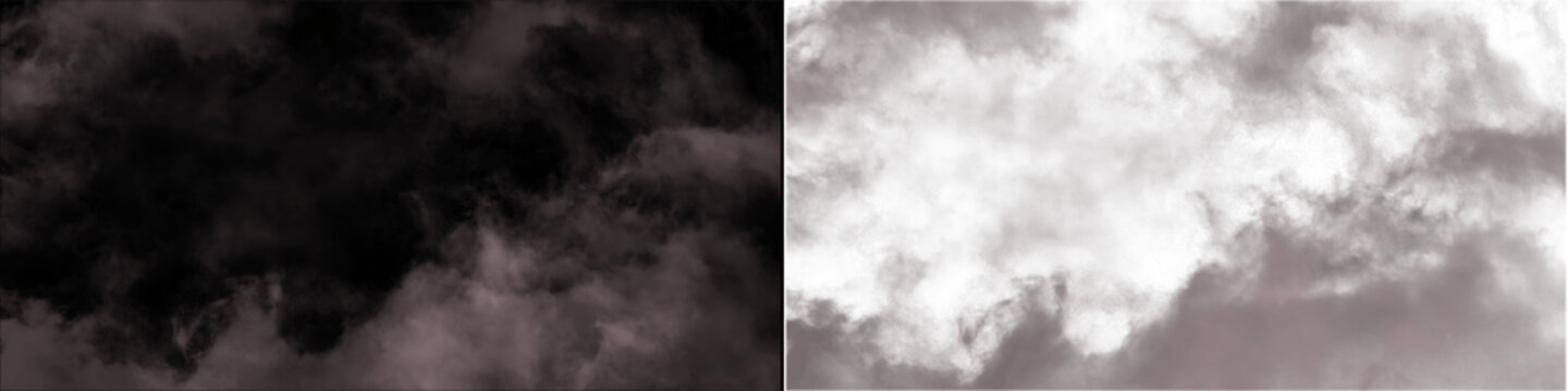Dramatic grey storm clouds and thick fog on transparent background for intense weather and mystery compositions.