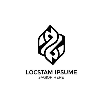 Abstract hexagonal geometric monogram logo design for corporate branding.