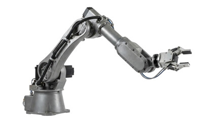 Naklejka premium Industrial robotic arm with gripper on black