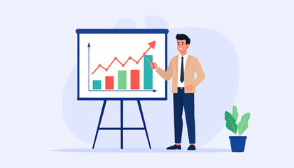 Businessman Presenting Financial Growth Chart Illustration © RamaHima