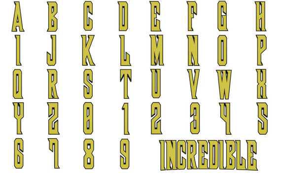 Incredible yellow comic book alphabet