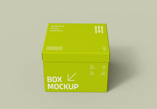 Square Box Packaging Mockup