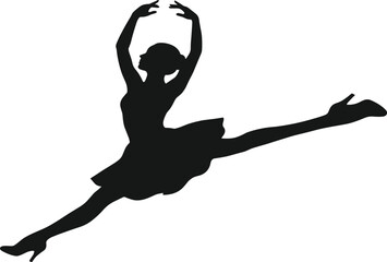 Fototapeta premium Graceful Ballet Dancer Silhouette Vector Illustration Featuring Elegant Leap Movement and Classical Dance Performance Pose