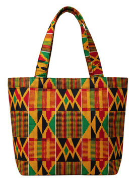 Kente cloth pattern tote bag isolated on transparent background