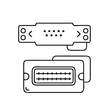 Parallel and serial port connectors illustration - Simple vector icons showing parallel and serial port connectors linked together for tech and computer illustrations.
