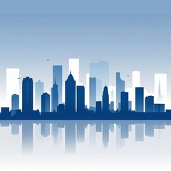 Obraz premium Modern Real Estate Background with City Skyline Silhouette – Corporate Blue Gradient Business Design 