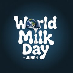 Fototapeta premium World Milk Day Typography Poster with Earth and Milk Splash Design