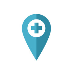 Fototapeta premium Hospital map pin vector icon