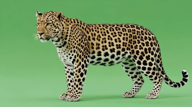 Graceful leopard stalking through its natural habitat with rosette patterns