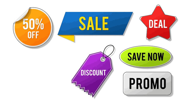 Collection of Sale, Discount, and Promo Stickers and Tags for Marketing