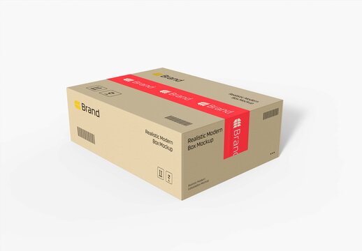 Realistic Cardboard Packaging Box Mockup