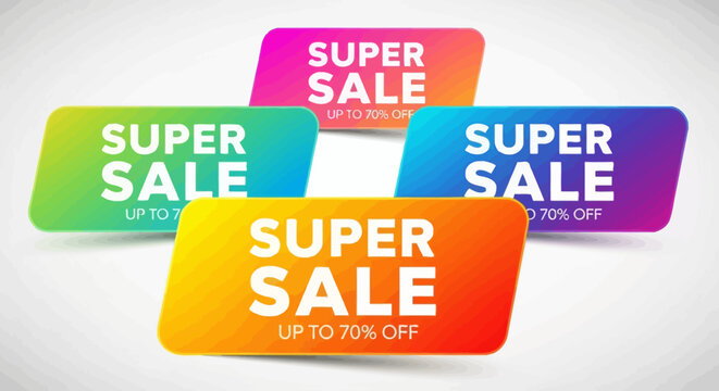 Super Sale Promotion with Up to 70% Off Discounts on Colorful Gradients