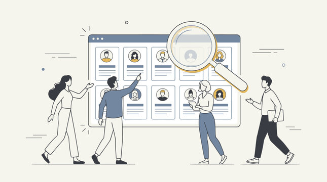 Creative business banners of job search, human resources recruitment portal, professional hiring process and talent acquisition
