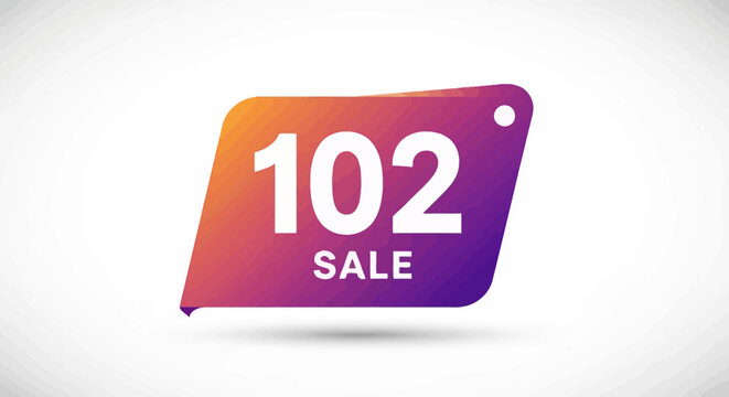 Sale 102 Discount Tag with Gradient Colors on White Background