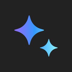Fototapeta premium Abstract glowing blue stars icon on black