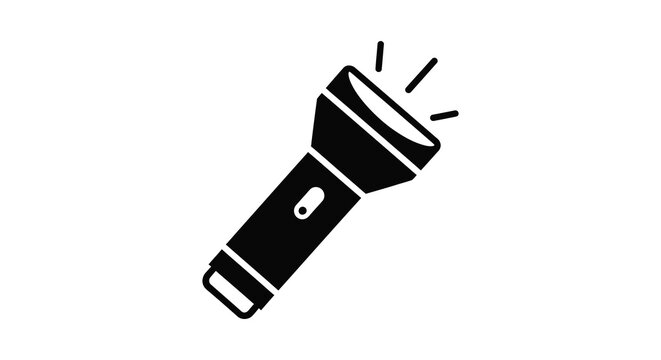 flashlight icon black silhouette on white background