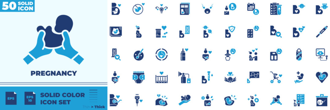 Pregnancy Solid Color Editable Icons set