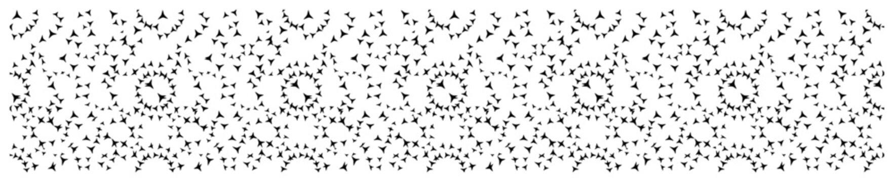 Circular geometric patterns formed by tiny abstract stippled triangles in mandala style