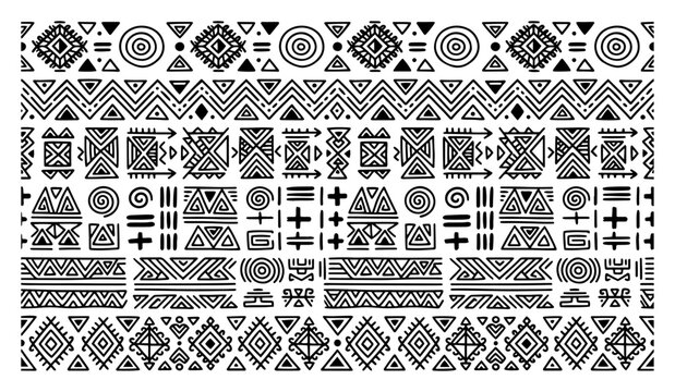 Tribal ethnic pattern stripes with geometric folk art decorative ornaments