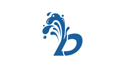 Blue Water Splash Letter B Logo, Abstract Fluid Design Element © Fah