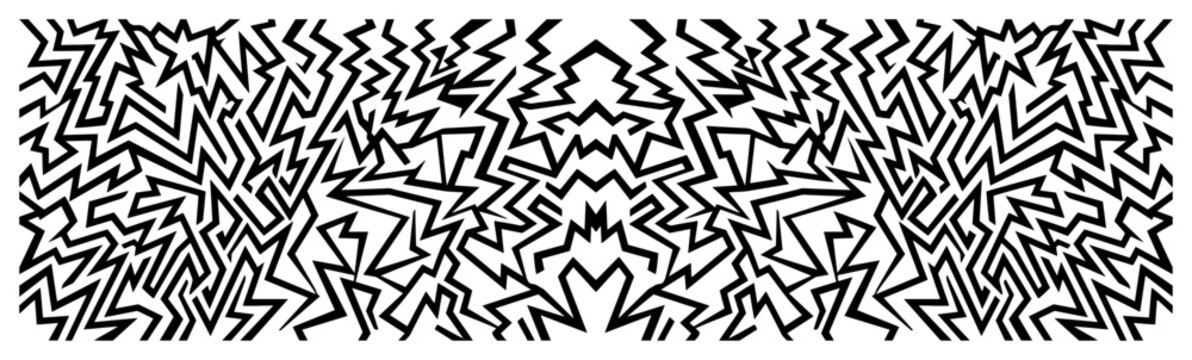 Jagged zigzag lines forming a symmetrical lightning bolt pattern in abstract style