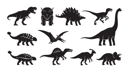 Diverse Dinosaur Silhouettes Vector Art for Educational and Creative Projects © Anzuman