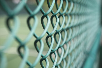 Copy space background soccer field empty public park, close up fence  © Stock fresh 