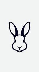 Obraz premium Minimalist Rabbit Head Icon, Simple Line Art Bunny Face, Cute Animal Graphic