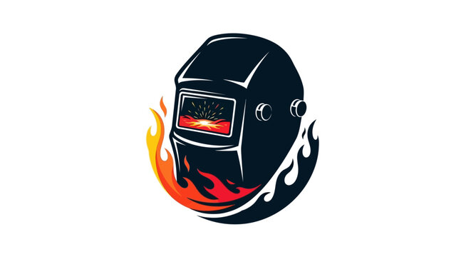 Welding Mask with Flames Logo