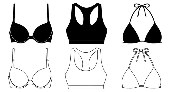 Bikini day essentials various women's swimwear styles isolated on transparent background