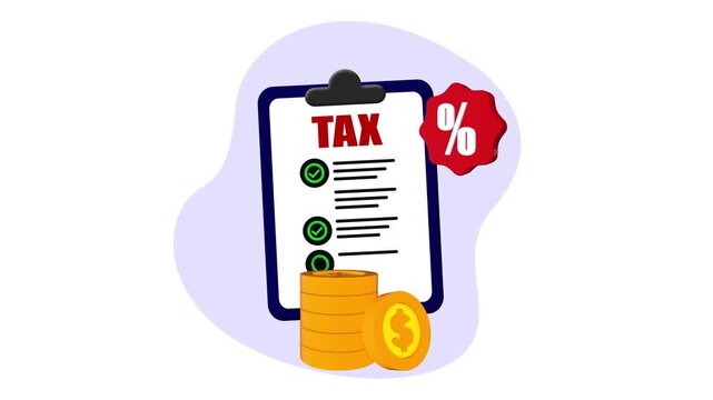 2D Flat Design Animation of Tax Form With Coins