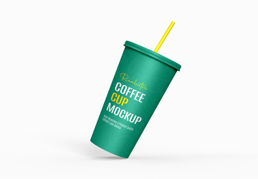 Plastic Cup with Straw Mockup