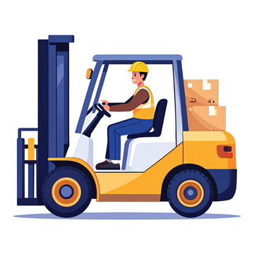 Man Operating Forklift Machinery.