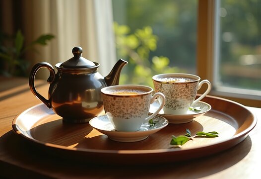 Elegant Earl Grey Tea with Bergamot Infusion Fresh Blend Tranquil Relaxation on Luxurious Tea Tray