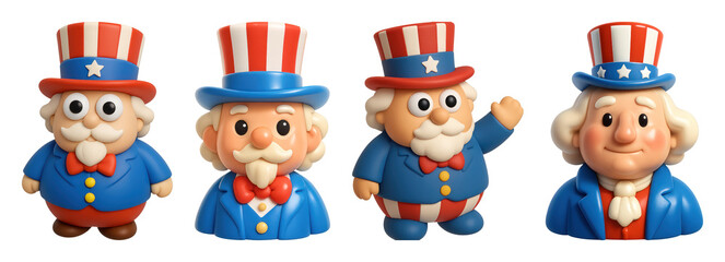 Obraz premium PNG Patriotic cartoon figurines display on transparent background