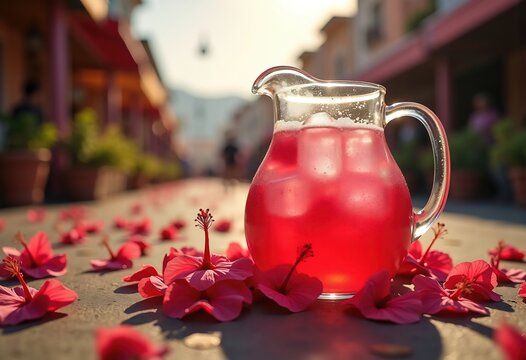 Hibiscus Agua Fresca Burst Summer Street Festival Vivid Floral Fusion