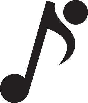 Black musical eighth note symbol with a solid circle note head also transparent background