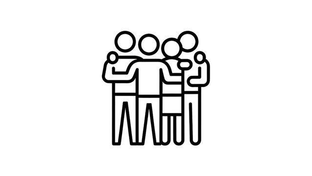 Group of diverse people standing together in a united circle with arms around each other