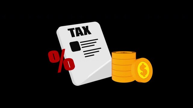 Tax and coin with animation on a alpha channel