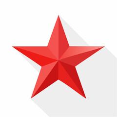 Obraz premium Red Star Icon with Long Shadow