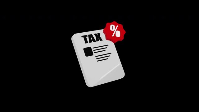 Income tax paper animation on a alpha channel