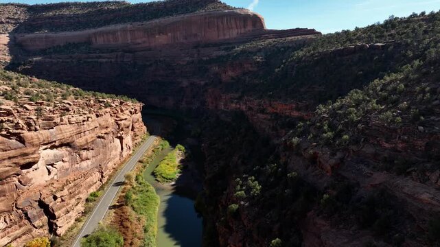 Aerial shot of the amazing and rugged desert landscape along the Dolores River in Western Colorado.