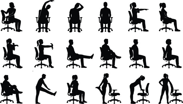 Office worker bad posture and ergonomic stretches