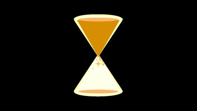 Stylized hourglass with pouring sand, symbolizing passage of time and urgency, set against a dark backdrop