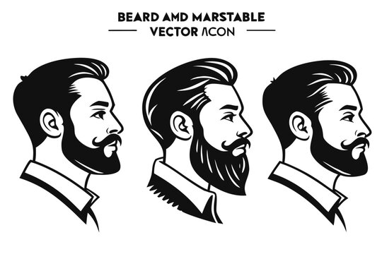Three bearded men with different hairstyles vector illustration