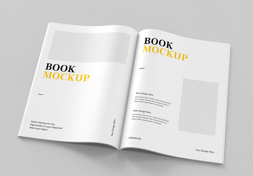 Isolated Open Book Mockup