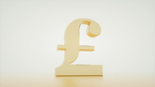 Golden British Pound Symbol In Minimal 3D Financial Scene