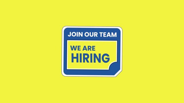 Join Our Team We Are Hiring Square Banner Template with Minimalist Blue and Yellow Badge Design