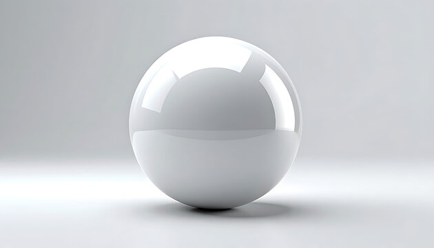 Glossy white sphere with reflections on a neutral gradient background, clean and minimalist form, isolated subject